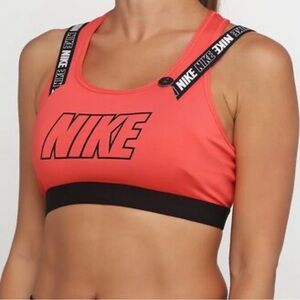 Nike Women's Sports Bra Size S Small Orange Black Workout Clothing Gym Logo Top